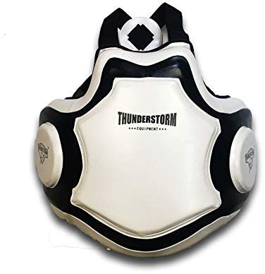 DHUA Professional Sports/Martial Arts Chest Protector, Chest & Belly Protector Body Armor Body Pad Body Protector for Boxing Muay Thai Martial Arts Training (White)