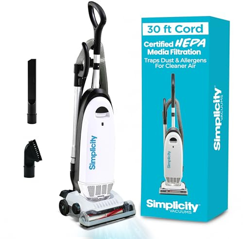 Simplicity Vacuums Allergy Bagged Vacuum Cleaners for Home, Carpet, Rugs, and Hardwood, Multi Surface Upright Vacuum Cleaner with Certified HEPA Vacuum, Pet Vacuum, S20EZM