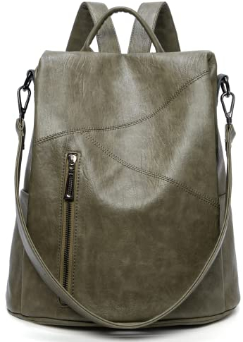Damen Rucksack Diebstahlschutz aus PU Leder Weicher, Lässig Tasche Lederrucksack mit Schultergurt als Umhängetasche, Niedlich Elegant Backpack Große Mode Bag für Arbeit Schule Reise