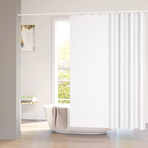 WOLTU Duschvorhang 240x200cm Badvorhang Anti-Schimmel Antibakteriell Wasserdichter Polyester Stoff Waschbar Badewanne Vorhang Weiß mit 14 Duschvorhängeringen für Badewanne und Dusche