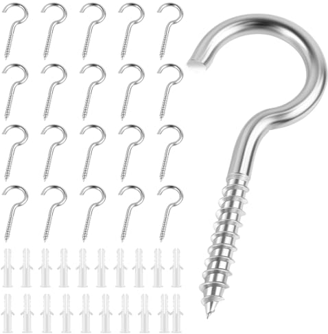 WuGU 20 Stück Schraubhaken Edelstahl, M4 x 50mm Selbstschneidende Ösenschraubenhaken, Deckenhaken, Haken zum Schrauben für Hängesessel, Hängematten, Markisen, Festkabel