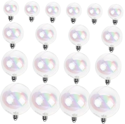 MAGICLULU 18 Stück Weihnachtskugel Ornamente Durchsichtige Schillernde Christbaumkugeln Bruchsichere Baumkugeln Befüllbare Hängende Ornamente Für DIY Weihnachtsparty Hochzeitsdekoration 1.5/1.9/2.3 In