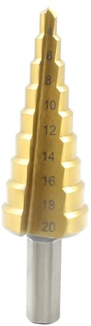 LDEXIN Foret étagé de 0,3 cm à 1,9 cm en acier rapide pour métal, foret étagé robuste, tige tri-plate (4 mm – 20 mm)