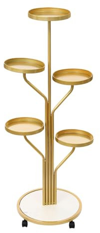 Zalydala Support pour plantes, étagère à fleurs, banc à fleurs, roues universelles (dont deux avec freins), modèle asymétrique, pour décoration intérieure et extérieure de jardin