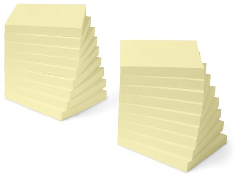 Amazon Basics Square Sticky Notes, Self-Stick Pads, 3 x 3 inches, Yellow, 18-Pack, 100 Sheets per Pad