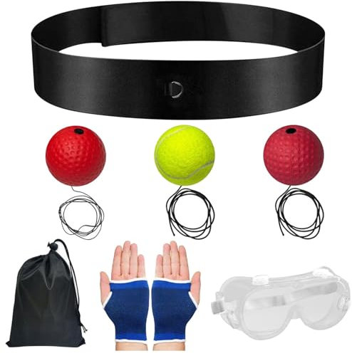 Fascia per riflesso, set di palline per riflessi, palla da allenamento con fascia, palla da boxe indossabile, funzionale per principianti e professionisti