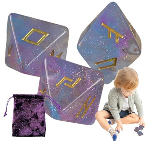Divination tärningar, astrologi tärningar, 8-sidig astrologisk tärning för förutsägelse - Resin Polyedric Tärningsset med Dragsko Påse, Divination Tärningsbräda