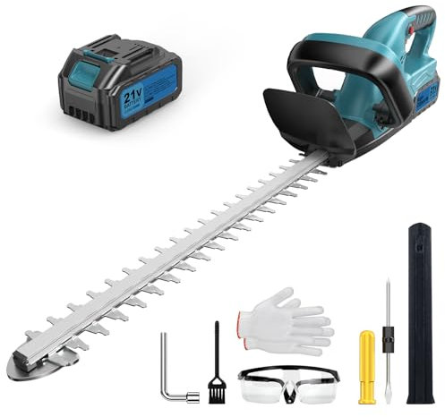Brushless Cortasetos Electrico, Cortasetos Bateria, Corta Setos Jardin Electrico, 3.0Ah Batería, Longitud de Hoja 530 mm, Distancia Entre Hoja 20mm, 500W