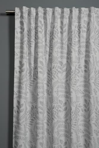 Sehlbach Rideau prêt à Poser avec Bandeau, Feuilles de Vigne, Gris, 140 x 245 cm Rideaux, Tissu Opaque, Oeko-Tex Certifié, Plis Parfaits, Multiples possibilités de Pose