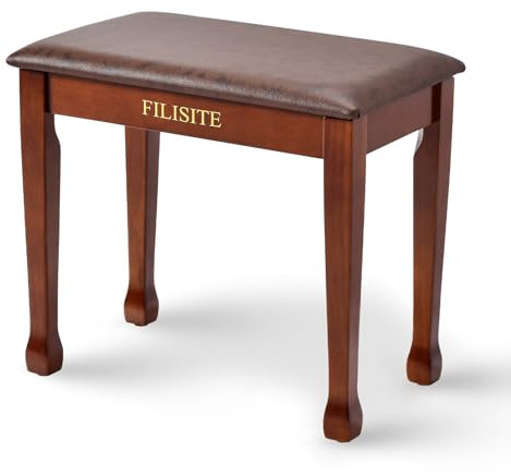 FILISITE Piano Bench with Waterproof Padded Cushion, Makeup Stools for Vanity, Bench for Living Room/Bedroom (Wood)