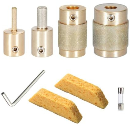 Tsudoku Cabezal de Broca de Diamante para Amoladora de Vidrio con Núcleo de Latón de 1 Pulgada, 3/4 Pulgada, 1/4 Pulgada y 1/8 Pulgada. Herramientas para Cabezal de Broca de Diamante.
