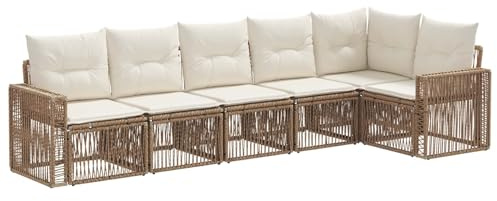 vidaXL Ensemble de canapé de Jardin 6 pc Beige et Blanc crème