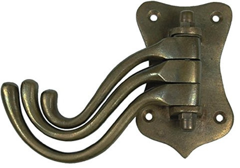 Decobay.eu Garderobenhaken 3 Fach Haken Messing patiniert Antik Jacken Mütze Halter