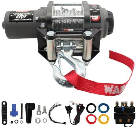 WARN Vantage 2000 12V DC Electric Winch for ATV UTV Side-by-Side - 2000 lb Pulling Capacity, 55 Ft Steel Wire Rope, Fully Sealed Motor, Planetary Gear System, Roller Fairlead (Model 108212)
