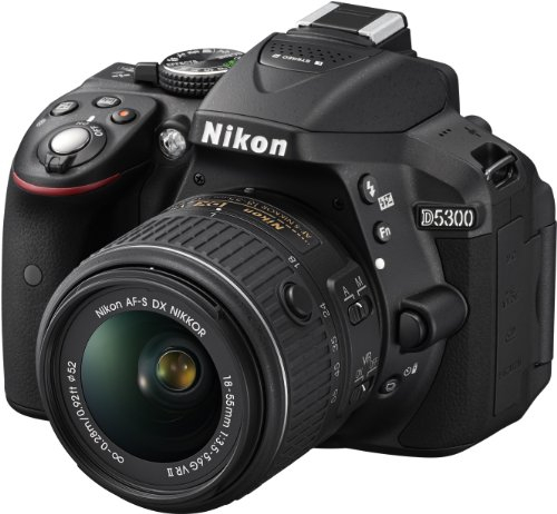 Nikon D5300 - Cámara réflex Digital de 24.2 MP (Pantalla 3.2, estabilizador óptico, vídeo Full HD), Negro - Kit Cuerpo con Objetivo Nikkor AF-S DX 18-55 mm f:3.5 VR II