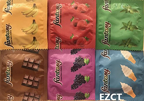 Fantasy Flavored Condoms Pack 36 Condoms : Variety of Flavors Such As Vanilla, Strawberry, Mint, Grape, Chocolate, and Banana. [The Random Fun That You Will Not Know Until You Have Used.]