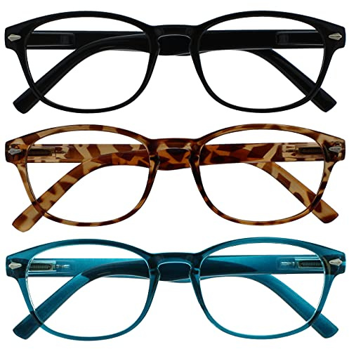 La Compañía Gafas De Lectura Especial Pack 3 Mezclado Oferta Mar Azul Marrón Concha De Tortuga Negro Mujeres Hombres RRR76-123 +1,50