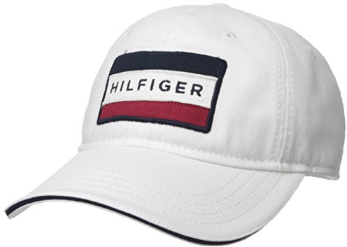 Tommy Hilfiger Men's Cole Dad Hat Baseball Cap, Classic White, One Size US