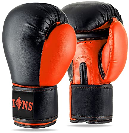 Lions Pro Boxing gloves - Punch Bag Mma Training Sparring Mitts (Injection Orange, 10oz)