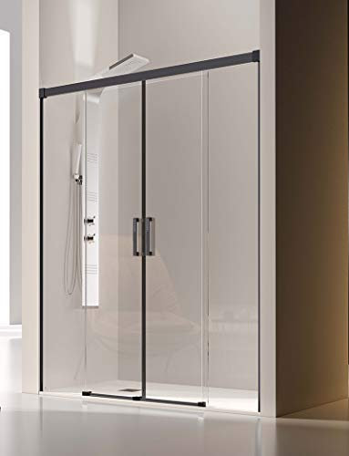 Mampara de Ducha Frontal- 2 Hojas Fijas y 2 Puertas Correderas- Cristal de Seguridad de 6 y 8 mm - Modelo Glase 4 N (166-170 cm)