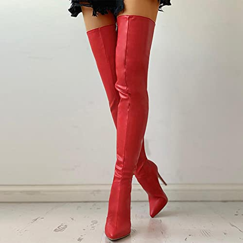 ZXCN Negro Sexy sobre Las Botas de la Rodilla Mujeres Tacones Altos Zapatos Damas Muslo Alto Botas de Primavera Botas largas Zapato Femenino