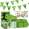 Easy Joy 71er-Set Fußball Geburtstag Deko, Fußball Thema Partygeschirr 32 Pappteller 16 Pappbecher 16 Strohhalme 5 Tattoo-Aufkleber Banner Tischtuch für Weltmeisterschaft Party Geburtstag Junge Kinder