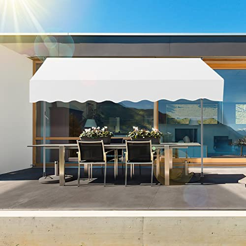 Ikodm Klemmmarkise mit Handkurbel 200cm Greme Balkonmarkise ohne Bohren, UV-beständig 50+ höhenverstellbar Sonnenschutz wasserabweisend, einfache Montage