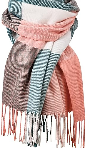 Clothirily Womens Winter Scarf, Oversized Long Plaid Shawl Wrap Scarves