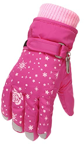 Handschuhe Kinder Snowboard Handschuhe Schneehandschuhe wasserdichte und Winddichte Winter Fäustlinge für Mädchen und Jungen Skifahren Snowboard Reiten Laufen Radfahren Rot 4-9 Jahre