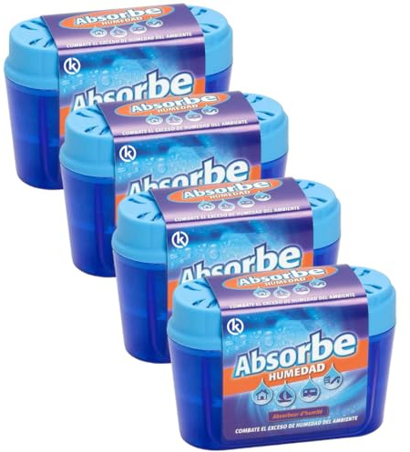 KROWN - Absorbe Humedad 40gr 4 Unidades, Deshumidificador Antihumedad Habitación, Atrapa Humedad Interior para Armarios, Cocina, Coche, Trasteros, Baños