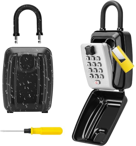 PAIRIER Cassetta Sicurezza Chiavi con Gancio Grande Cassaforte per Chiavi Impermeabile Cassetta Portachiavi con Codice 12 Cifre Cassetta Chiavi Combinazione Sicurezza per Casa Ufficio