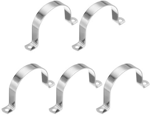 PATIKIL 76 mm (3 tum) styvt rörband, 5 st 304 rostfritt stål rörklämma 2 hål tjockare U-fäste rörklämma tub rem för rörkabel kabelfixering