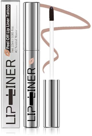 Peel Off Lip Liner Stain, Long-Lasting Lip Stain Peel Off, Easy Peel & Reveal Tattoo Lip Liner with Matte Finish, Waterproof, Transfer-proof, Anti-Smudge Formula (#2 Neutral Mauve)