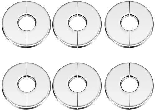 6 Pcs Shower Pipe Cover Plate, Stainless Steel Pipe Covers, Round Escutcheon Plate Collars, for Pipes, Bathroom, Kitchen, 25mm in Diameter(Silver)