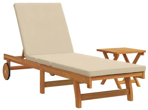 vidaXL Tumbona 1-Persona 2 pcs Marrón Madera de Acacia Sólida, Recliner Ajustable para Exteriores, Silla Moderna de jardín, Cama de Sol Duradera y Relajante