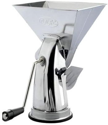 Crisalide® - Passapomodoro Manuale in Acciaio Inox 18/C con Ventosa Antiscivolo, Rullo in Alluminio, Retina in Acciaio Inox 18/10 e Leva in Nylon