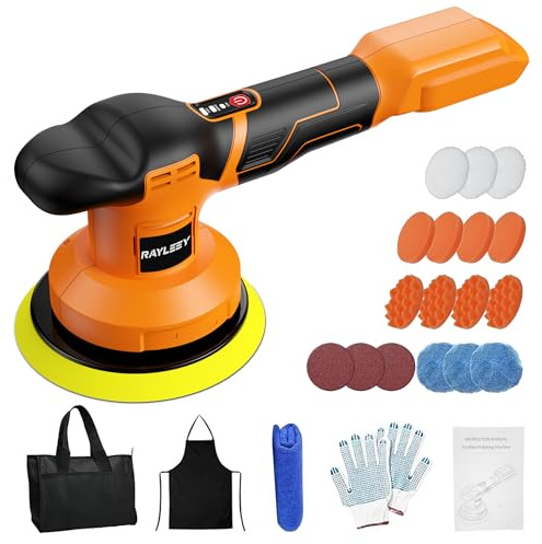 Cordless Buffer Polisher Kit for DEWALT 20V LI-ION Battery.6-Inch Orbital Buffer Polisher with 3 Variable Speed with 25pcs Polishing Accessories, for Car Polishing/Waxing (Tool Only)