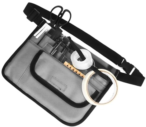 FIXOSHEE Delantal De Trabajo Multifuncional Para Camarera Con Tipo Riñonera Ajustable y Profesional Para Cocinas Bistrós Restaurantes y Barbacoas Gris Individual