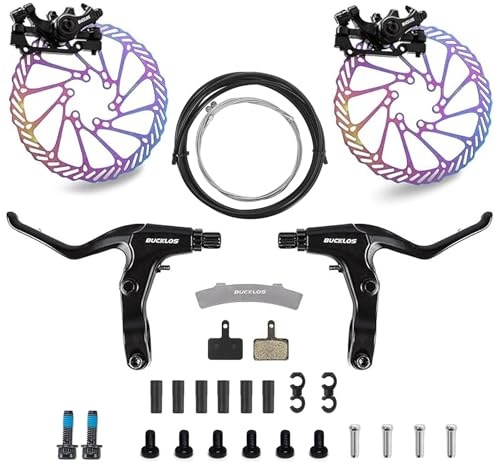 AEYINO Ensemble de freins à disque pour VTT, freins à disque mécaniques VTT avec levier en aluminium / 160 mm Rotor/is/PM pour vélos électriques/vélos pliants/trottinettes/Fatbikes