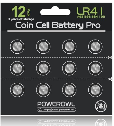 POWEROWL Pilas LR41, AG3 Pilas Alcalinas de Botón de 1,5 V 392 192 SR41SW L736 LR736 para Pequeños Dispositivos Electrónicos(12 Unidades)