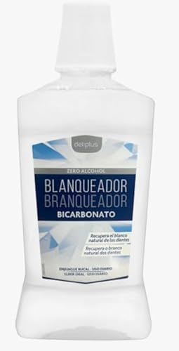 Blanqueador Bicarbonato Mouthwash, Alcohol-Free Whitening Mouth Rinse with Baking Soda, Mint Flavour, 500ml, Pack of 5