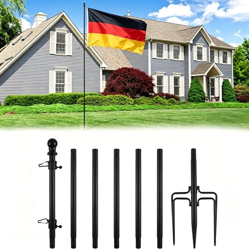 Gxdamxz Mástil de Bandera para Jardín, Asta de Bandera Estable con Base de 5 Puntas, Soporte de Bandera de Metal Ajustable para Exterior, Resistente al Clima