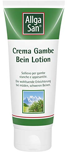 Allga San Crema Gambe - Crema Drenante Gambe, 100ml - Rinfrescante, Sgonfiante e Benefica per Gambe Pesanti e Stanche - Con Olio di Pino Mugo
