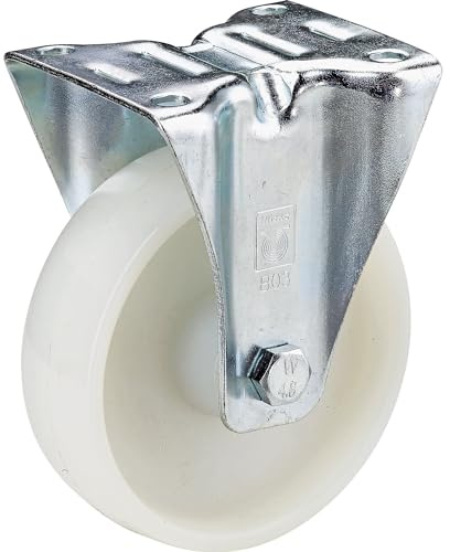 Wicke | Ruota in poliammide | supporto in lamiera di acciaio | Ø x larghezza ruota 125 x 38 mm | rotella a supporto fisso | cuscinetti a