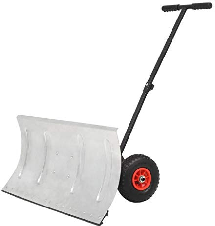 Festnight Snöplog för hand med hjul snöskyffel snöskyffel 100 x 44 cm
