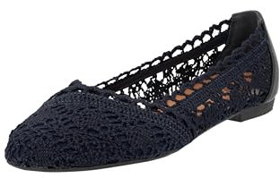 Elara Damen Ballerinas Bequem Slip-On Spitze Chunkyrayan 1128-1 Dk.Blue-40