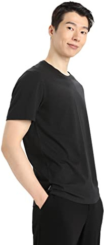 Icebreaker - Hombres Camiseta de Manga Corta Natural Blend Central Classic - para Uso Diario, Gimnasio y Entrenamiento - Black, XXL