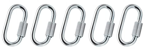 Design61 5x Kettennotglied Ketten Schnellverschlüsse Notglied Ø 5,0 mm x 39,5 mm galv. verzinkt mit Verschraubung