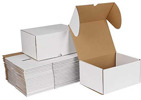ZBEIVAN 8x6x4 White Shipping Boxes Set of 25, Corrugated Cardboard Mailer Boxes for Packaging Small Business Mailing Gifts