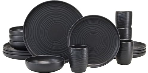 CreaTable 23860, serie Uno Black Lava Stone, kombiservis 16 delar